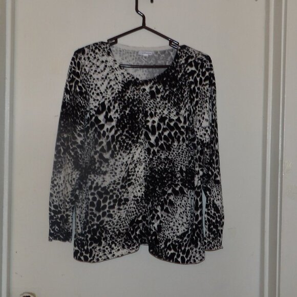 Croft & Barrow Animal Print Button Down Grandpa Cardigan Sz 1X - Picture 1 of 6